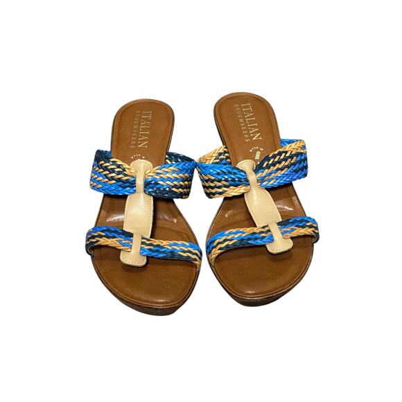 Italian Shoemakers Braided Blue Tan Wedge Slide
Sandals Made in Italy Size 10 - Picture 2 of 5